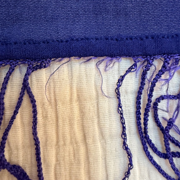 Vintage Saks Fifth Avenue Floral Scarf | Dark Purple Square with Fringe - Picture 10 of 10